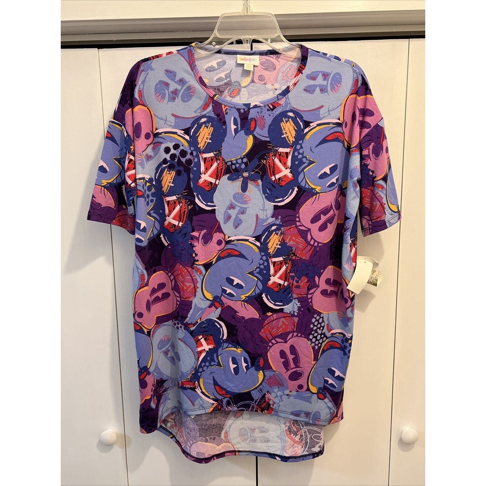 NEW Lularoe Womens Irma Tunic Shirt Disney Mickey/Minnie Mouse MULTICOLOR XXS